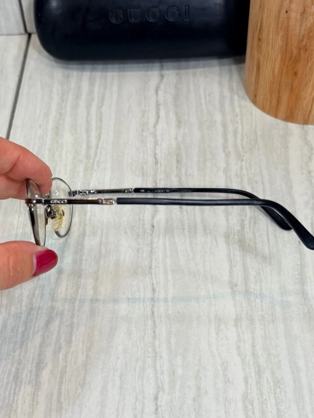 Gucci Silver Metal Oval Women's Glasses with Black Case